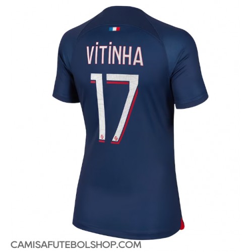 Camisa de time de futebol Paris Saint-Germain Vitinha Ferreira #17 Replicas 1º Equipamento Feminina 2023-24 Manga Curta